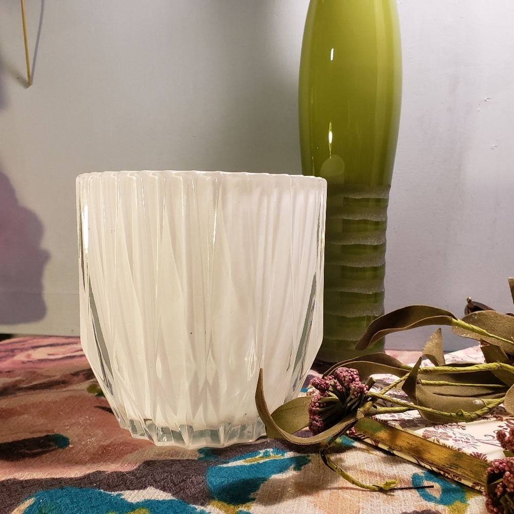 Encased Clear over White Vase